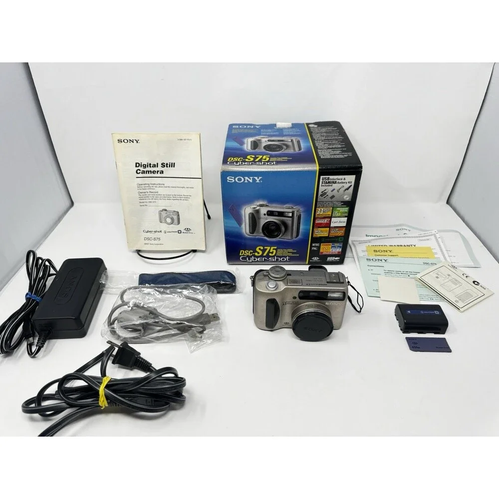 Sony Cyber-shot DSC-S75 3.3MP Digital Camera w/ Box Accessories (See Video)